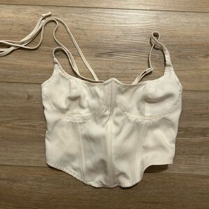 Urban Outfitters white satin corset top cropped tie back Size XS #corsetry